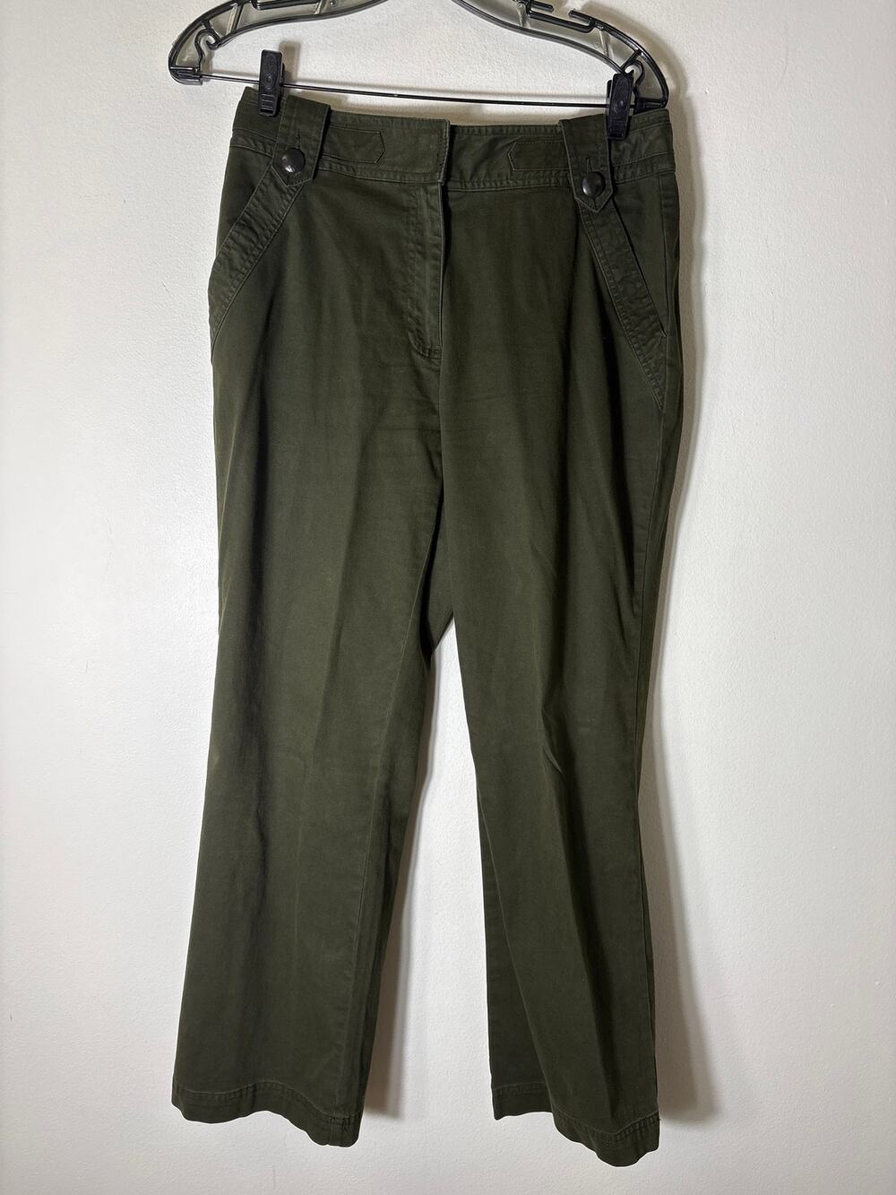 Talbots Army Green Cotton Wide Leg Pants Sz 6